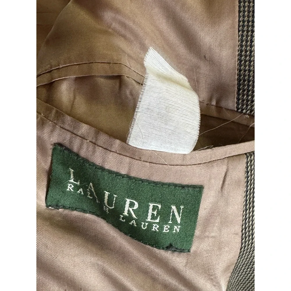 Lauren Ralph Lauren Houndstooth Blazer 42R Wool Brown Sport‎ Coat Jacket